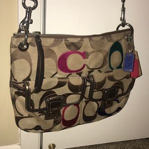 Coach Brown & Tan Signature Crossbody Bag